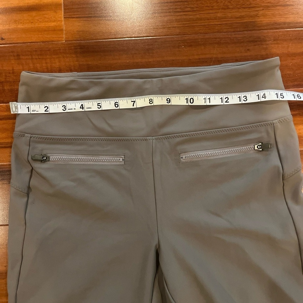 Athleta Leggings Zip Pocket Taupe Gray Pants Slim Fit Thicker Stretch Medium‎ - Picture 5 of 8